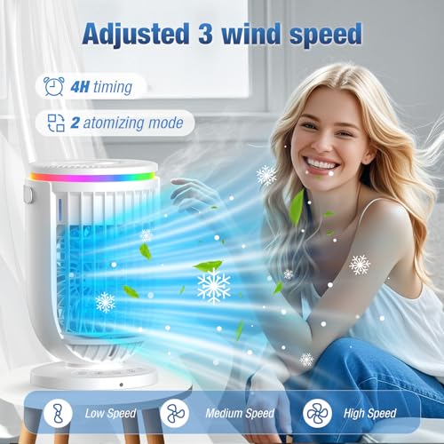 AI Portable Air Conditioners Fan with 120° Rotating Function,Personal Evaporative Mini Air Conditioners,Portable AC Unit A...