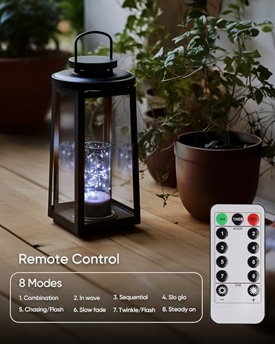 Homemory Flickering Flameless Candles with Remote, Embedded String Lights in Acylinder Vase, Battery Operated Fake Candle...
