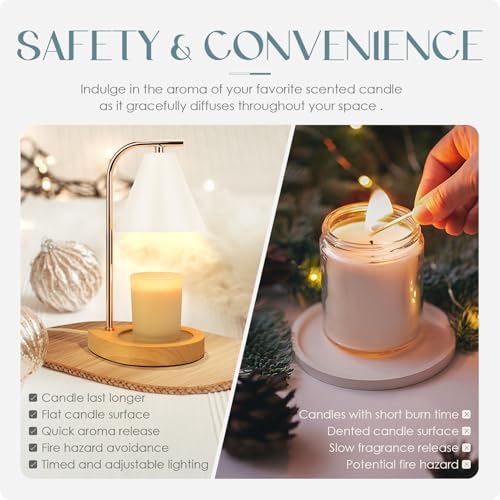 Aimoptg Candle Warmer Lamp with Retro Wooden Base - Home Decor Wax Melt for Small and Large Jar Candles, Candle Heater Lam...