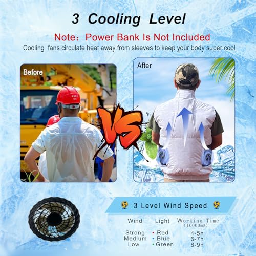 Cooling Vest for Men and Women with Air Conditioning Fans，Water-resistant Surface Lightweight Quick Dry with UV Protection