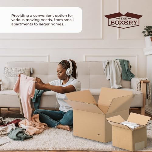 The Boxery Moving Boxes 10-Pack Medium | 18x14x12 inch Brown/Kraft Corrugated Cardboard Packing, Moving & Storage for Busi...