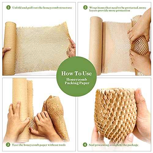 Honeycomb Packing Paper, 15" x 131' Packing Paper Substitute Alternative for Bubble Cushioning Wrap for Moving Shipping Pa...