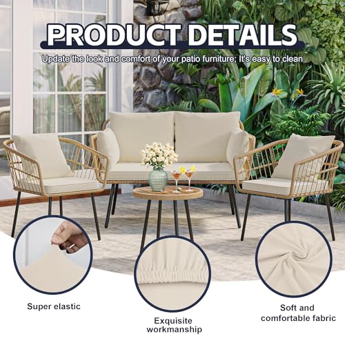 MRGSDL 8Pcs Patio Cushion Covers,Outdoor Cushions Covers,Stretch Cushion Covers Replacement, Washable and Reusable Furnitu...