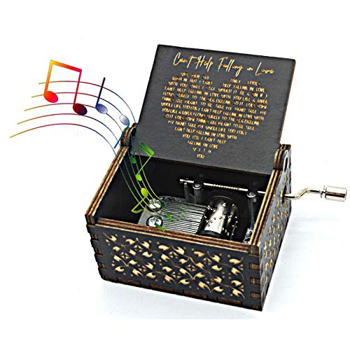 byykit Can't Help Falling in Love Wood Music Box, Antique Engraved Musical Boxes Case for Love One Wooden Music Box - Gift...