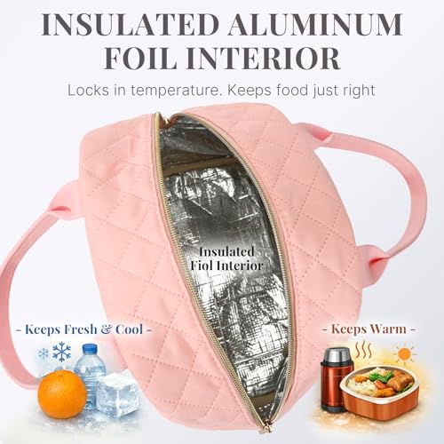 Lunch Bag for Women, Insulated Lunch Box, Reusable Water-Resistant Lunchbox Cooler with Front Pocket, Large Capacity Lunch...