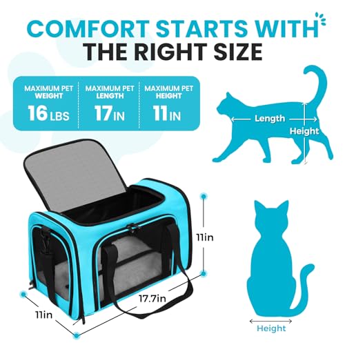 LOWIPARR Soft-Sided Cat Carrier Expandable Pet Carrier Airline Approved Mesh Travel Carrier Up to 15lbs for Cats Small Dog...