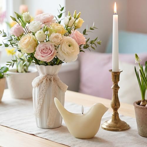 Treela Flameless Bird Figural Candle Flameless LED Candle Bird Figural Real Wax for Spring Holiday Decoration 6.7 x 3 Inc...