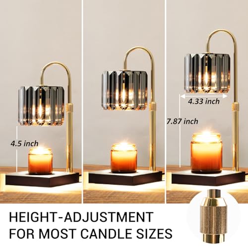 Yuichoy Candle Warmer Lamp with Timer, Dimmable Electric Candle Wamer Adjustable Height, Gifts for Women Mom, Glass Modern...