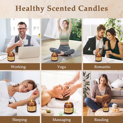 6 Pack Candles for Home Scented, Aromatherapy Jar Candles Gift Set for Women, Long Lasting Burn Soy Wax Candle, Scented Ca...