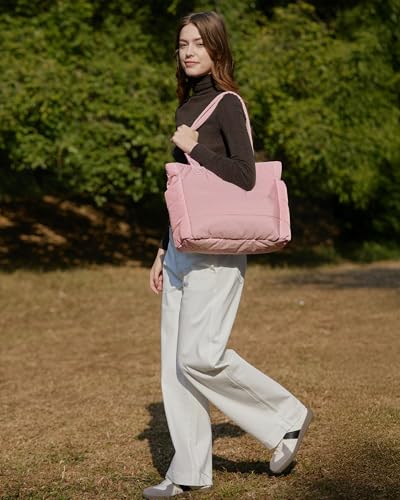 BAGSMART Tote Bag for Women, Lightweight Puffy Tote Bag with Compartments Shoulder Bag Handbag for Travel, Work, Gym | Lig...