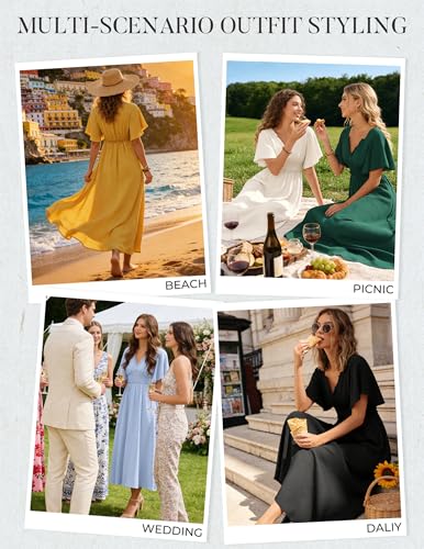 Kate Kasin Womens Short Sleeve Maxi Dress, Casual Summer Dress with Pockets, Beach Vacation Dresses 2026