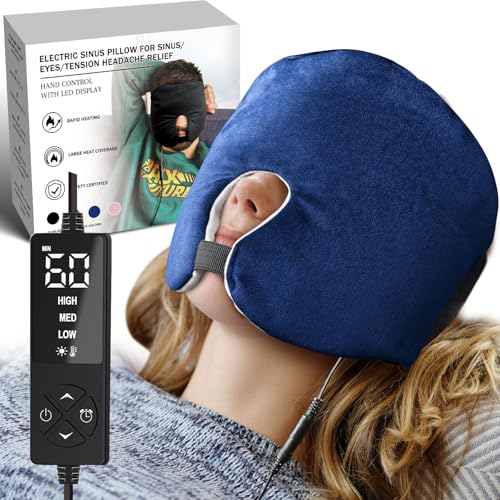 CREATRILL Face Heating Pad for Tension Headaches, Dry Eyes, Sinus Relief, Full-Coverage Heated Face Mask for Sleep Aid and...