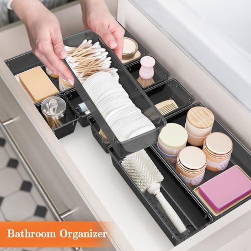 SpaceHacks 25 PCS Plastic Drawer Organizer Set, 4-Size Versatile Organizer Trays & storage Bins for Makeup, Jewelry, and G...