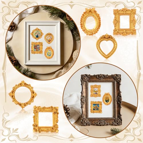 Poualss 25Pcs Vintage Resin Picture Frame Mini Antique Photo Frame DIY Small Picture Frames Mini Vintage Frame Antique Pho...