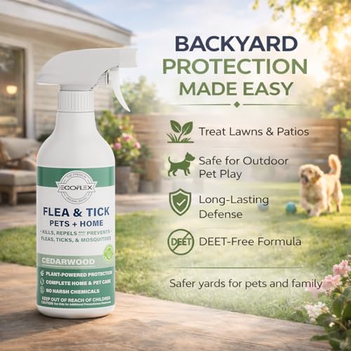 Flea Spray for Home & Pets - Flea and Tick Prevention for Dogs - Plant Based Repellent with Natural Essential Oils for Dog...