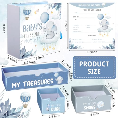 Beeveer Baby Keepsake Box Newborn Memory Organizer with 9 Labeled Compartments First Keepsake Book Gift Box for Pregnancy ...