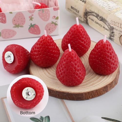 9 Pack Strawberry Shaped Scented Candles, Red Mini Soy Wax Fruit Aroma Decorative Candles, Realistic Strawberry Design for...