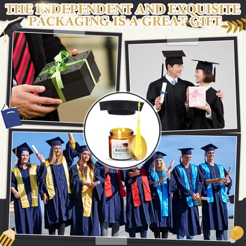 Conelist 12Pcs Graduation Scented Candles Gifts Set for Her Him Include 6 Pcs 7oz Jar Soy Wax Candles and 6 Pcs Mini Gradu...
