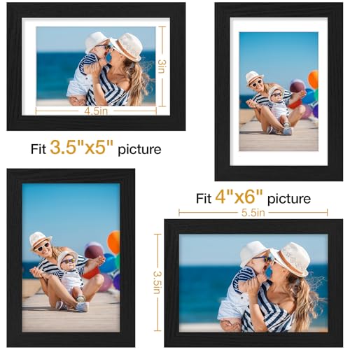 Vittanly 4x6 Picture Frame Set of 3, Display Pictures 3.5x5 with Mat or 4x6 without Mat for Wall Mounting or Tabletop, Pic...