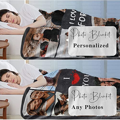 DayOfShe Custom Blanket with Photo I Love You Girlfriend Boyfriend Gifts,Personalized Blankets for Mom,Dad,Couple,Husband...