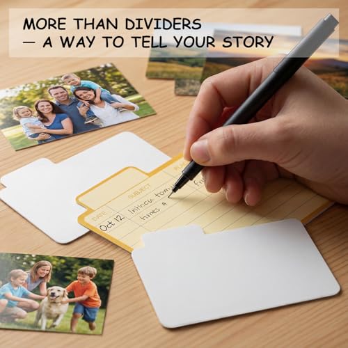 LEARNIBEE Decorative Photo Storage Box, Sturdy Linen Photo Organizer with Dividers & Envelopes, Holds Up to 1700 Pictures ...