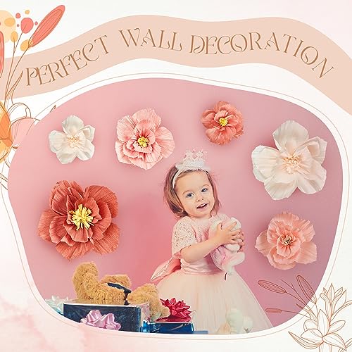 Cholemy 24 Pcs Tissue Paper Flowers, Crepe Paper Flowers Decorations 8" 10" 12" for Wedding Party Baby Bridal Shower Carni...