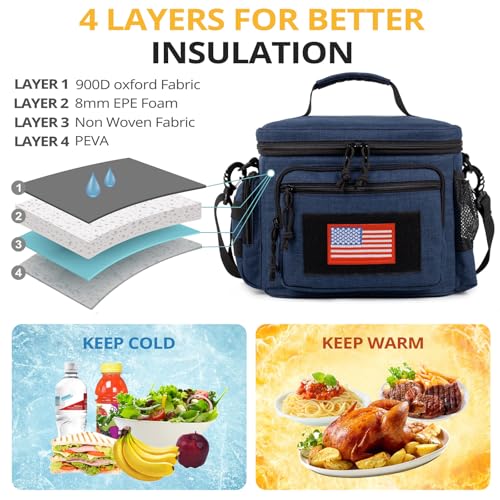 Lunch Box for Men, Tactical Lunch Bag MOLLE Webbing Leakproof Insulated Lunch Cooler Women Adult Meal with Adjustable Shou...