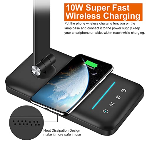 AFROG 8-in-1 LED Desk Lamp with 10W Fast Wireless Charger,USB Charging Port,Desk Lamps for Home Office,5 Color Mode 7 Brig...
