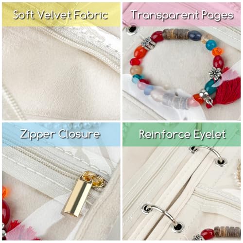LingLingo Travel Jewelry Organizer Case,Small Jewelry Bags Jewelry Storage Book Ring Binder with Clear Zipper Velvet Pouch...