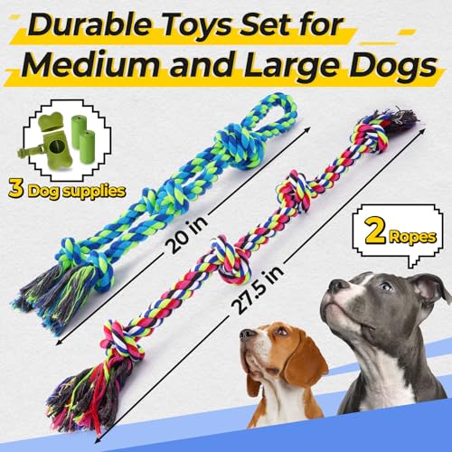 Eefitoys Tough Dog Rope Toys for Aggressive Chewers, Tough Tug of War Dog Toys for Large, Medium & Small Dogs – 5 Pack Inc...