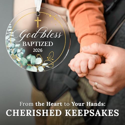 HEXMOZ Christian Easter Baptism Gifts for Boys, Girls, Adults - God Bless Baptized Ornament 2026 - Cross Christening Gift ...