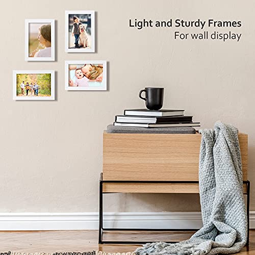 KINLINK 4x6 Picture Frame White Set of 4, Wooden Photo Frames with Plexiglass for 4x6 without Mat for Table and Wall Display
