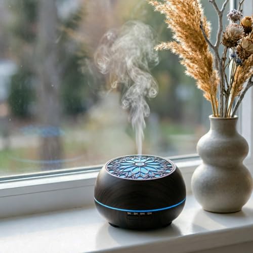 Essential Oil Diffuser for Home,Large Capacity 550ml Diffuser with Remote Control for Large Room,Mini Humidifier with LED ...