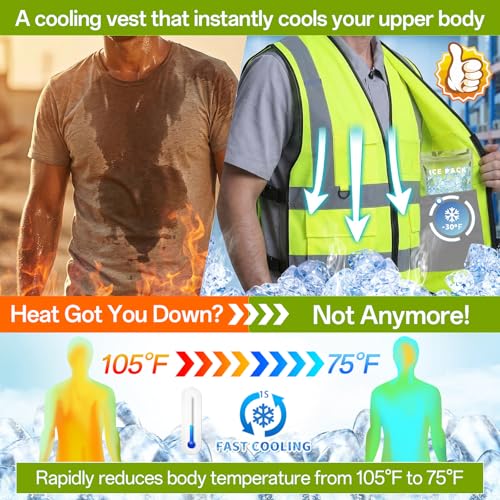 HJDHS Cooling Ice Vest with 24pcs Ice Pack - Cooling Vest with Adjustable Strap Cool Vest with Pockets