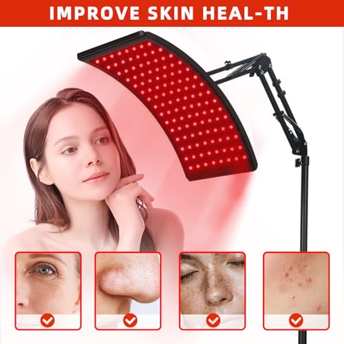 Red Light Therapy for Face and Body, Red Infrared Light Therapy Lamp with Stand Led 660nm Red Light-Therapy& 850nm Infrare...