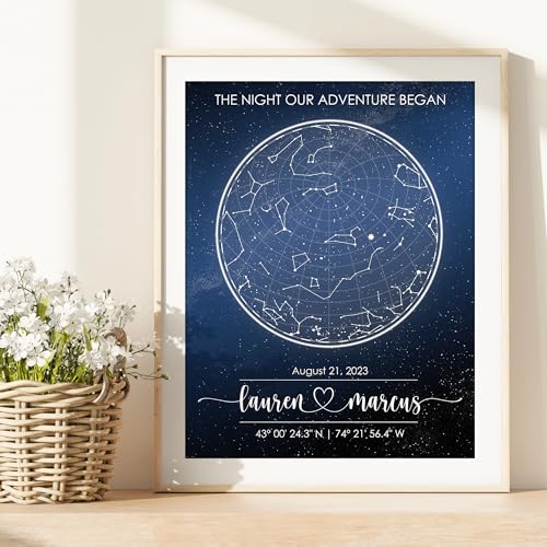 Custom Star Map Art Print - Fully Personalized (Your Details, Size, Color, Framing) | Gift for Mother's Day | Romantic Gif...