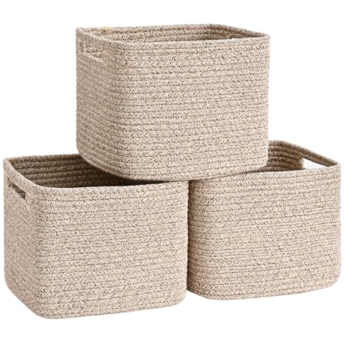 Degeyoyo 3 Pack Cube Storage Bin, 9”x9”x7” Cotton Rope Woven Baskets for Organizing Toys Clothes Towels, Square Gift Stora...