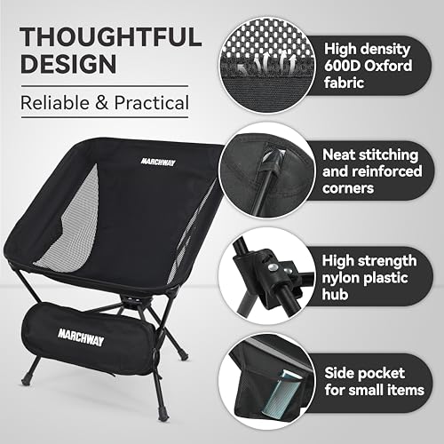 MARCHWAY Lightweight Folding Camping Chair, Portable Foldable Compact for Outdoor Camp, Travel, Beach, Picnic, Festival, H...