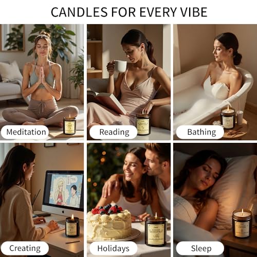SVECKE 4 Pack 28oz Scented Candles, Soy Wax Jar Candles, Lemon, Lavender, Sage & Citrus, Fireside, Scented Candles for Hom...