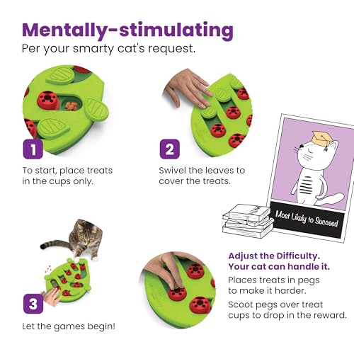 Catstages Nina Ottosson Buggin' Out Puzzle & Play – Interactive Cat Puzzle Feeder for Indoor Cats, 16 Hidden Treat Compart...