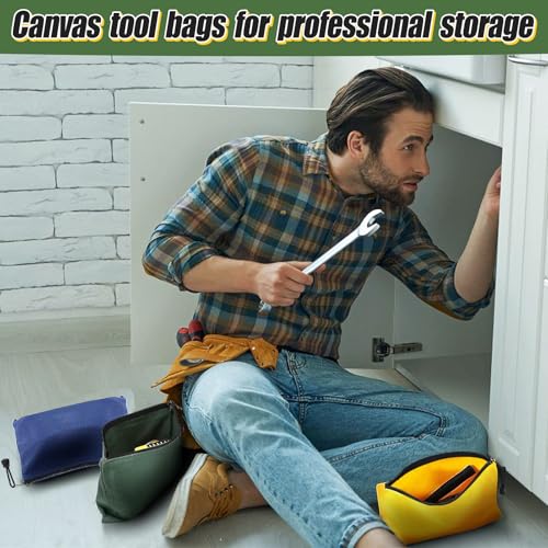 ANPHSIN 6 Pack Canvas Tool Bags Pouches - 11.2''x 7'' Heavy Duty Zipper Pouch Set, Multipurpose Small Tools Storage Organi...