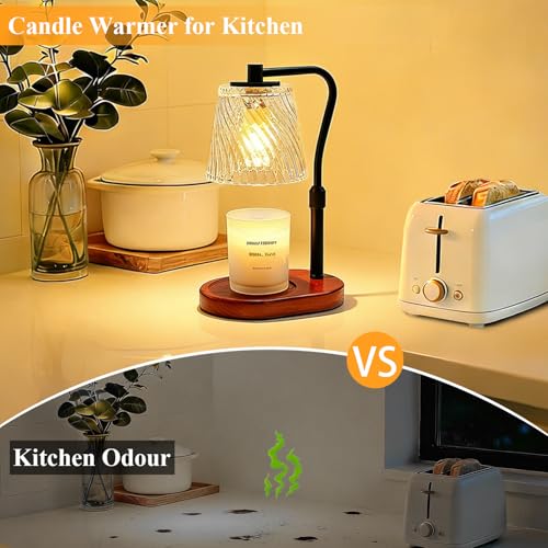 Candle Warmer Lamp with Timer Dimmable, Adjustable Wavy Clear Lamp Candle Warmer for Scented Candles, Housewarming Gift fo...