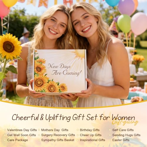 Sunflower Birthday Gifts for Women Self Care Gift - Sending Sunshine Gift Box Get Well Soon Sympathy Gift Basket for Women...