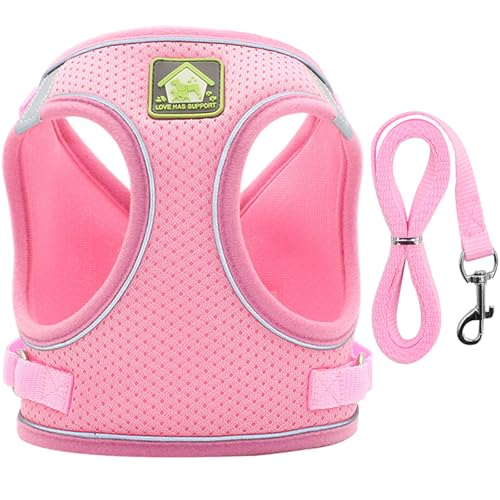 Dog Harness with Leash Set, No Pull Adjustable Reflective Step-in Puppy Harness with Thickened Padded Vest for Extra-Smal...
