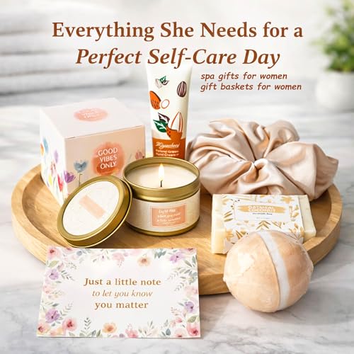 MHSMHL Gift Baskets for Women, Self Care Spa Gift Set, Sending Sunshine Birthday & Thinking of You Gifts, Easter Gifts for...
