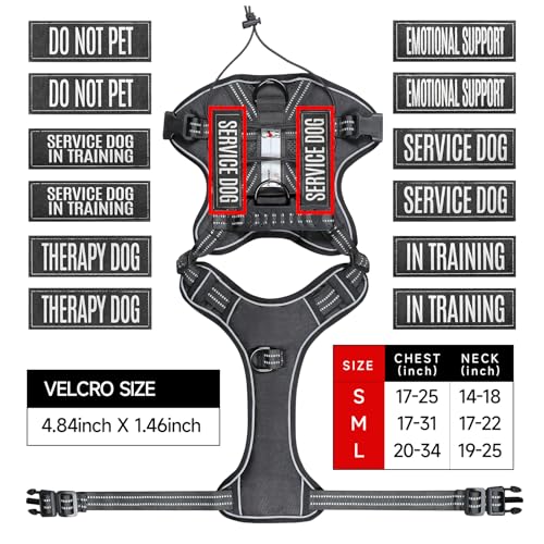 Service Dog Tactical Vest Harness and Leash Set Large Sized Dog Emotional Support- Tactical Dog Harness Training Collar wi...