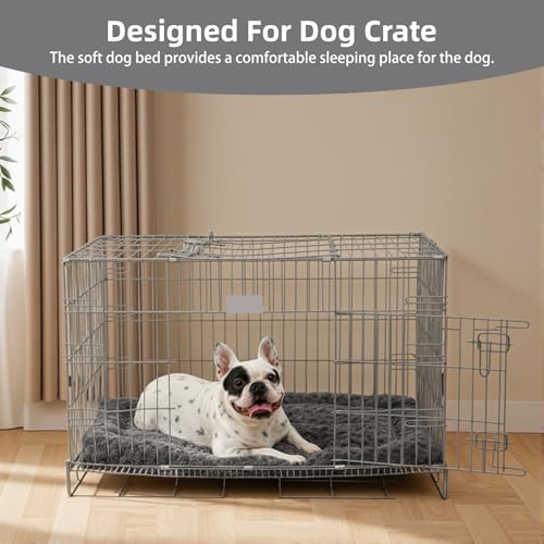 Washable Dog Bed Mat Ultra Soft Dog Crate Pad Comfy Fluffy Pet Kennel Beds Dog Sleeping Mattress for Large Jumbo Medium Sm...