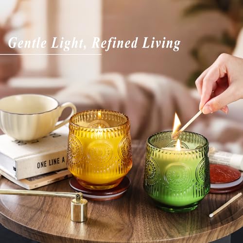 2 Pcs Soy Wax Scented Jar Candles Set, Vanilla Cinnamon & Cedar Balsam- Scented Candles for Home, 7.5oz Each, Up to 52 Hou...