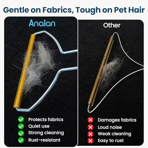 Analan 3-in-1 Pet Hair Remover & Grooming Set for Dogs & Cats – Self-Cleaning Brush for Shedding, Cat Brush, Metal Fur Rem...