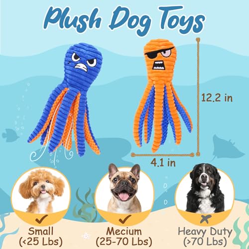 Zeaxuie Dog Toys for Aggressive Chewers, 2 Pack No Stuffing Dog Toys for Teething, Squeaky Chew Toy to Keep Them Busy for ...